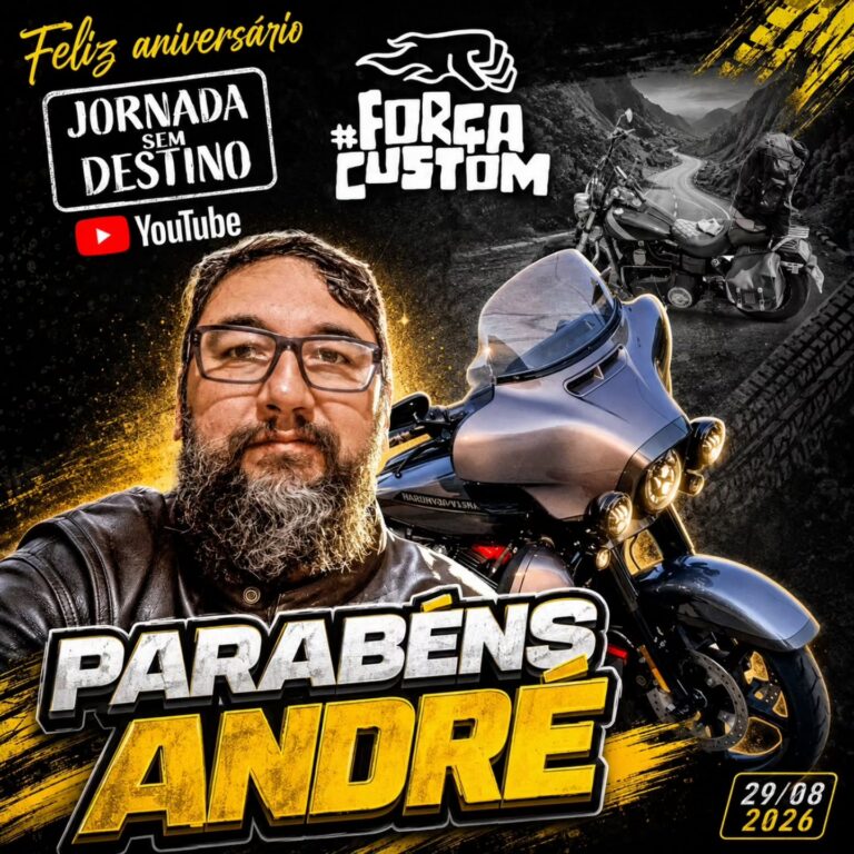 🎉🏍️ FELIZ ANIVERSÁRIO, ANDRÉ! 🏍️🎉 Hoje é dia de celebrar esse grande parceiro do CANAL JORNADA SEM DESTINO e integrante do PROJETO FORÇA CUS…